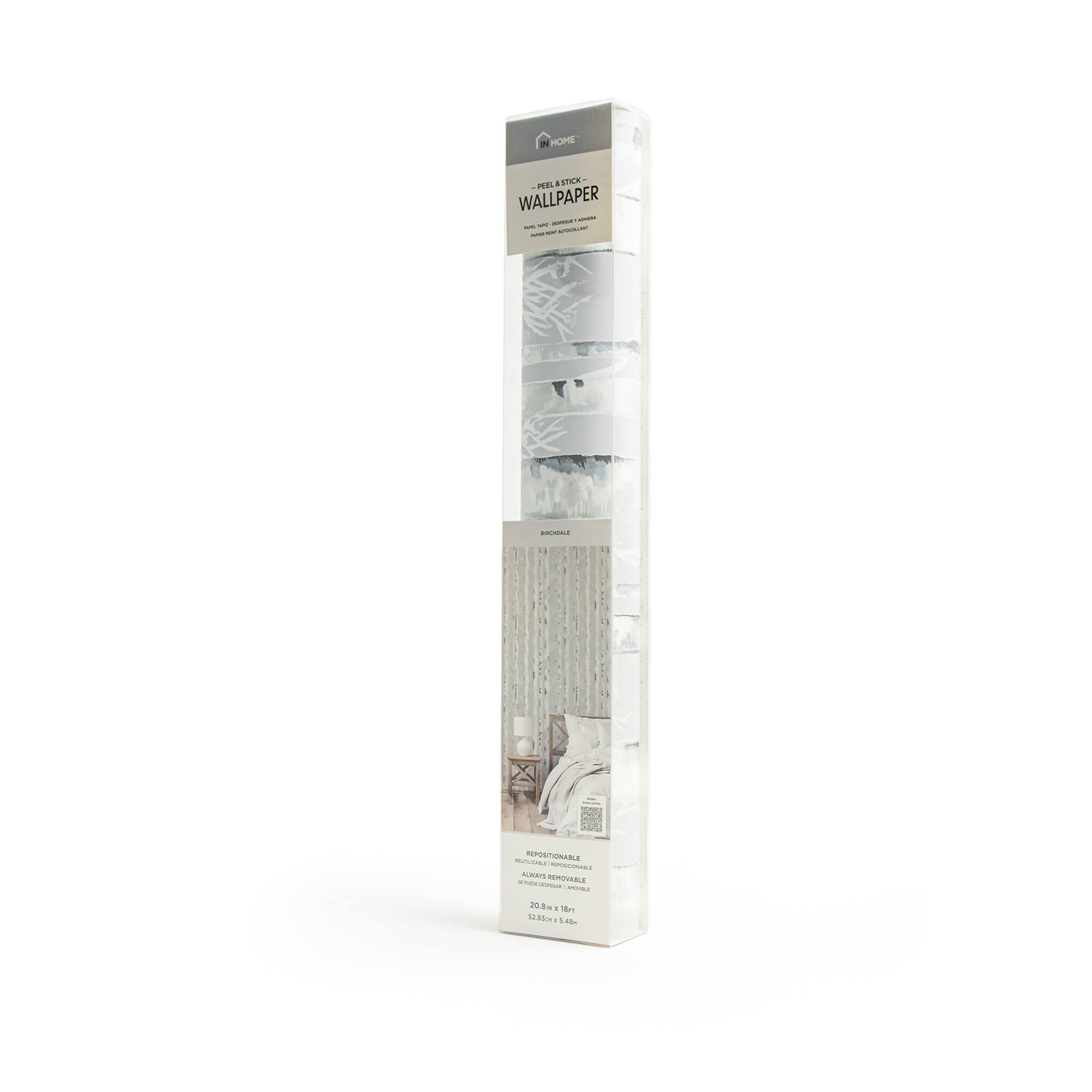 InHome Birchdale Gray Peel & Stick Wallpaper